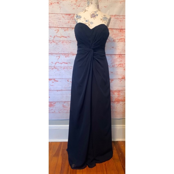 Bill Levkoff Navy Strapless Bridesmaid Dress Style #1121 - Picture 2 of 5